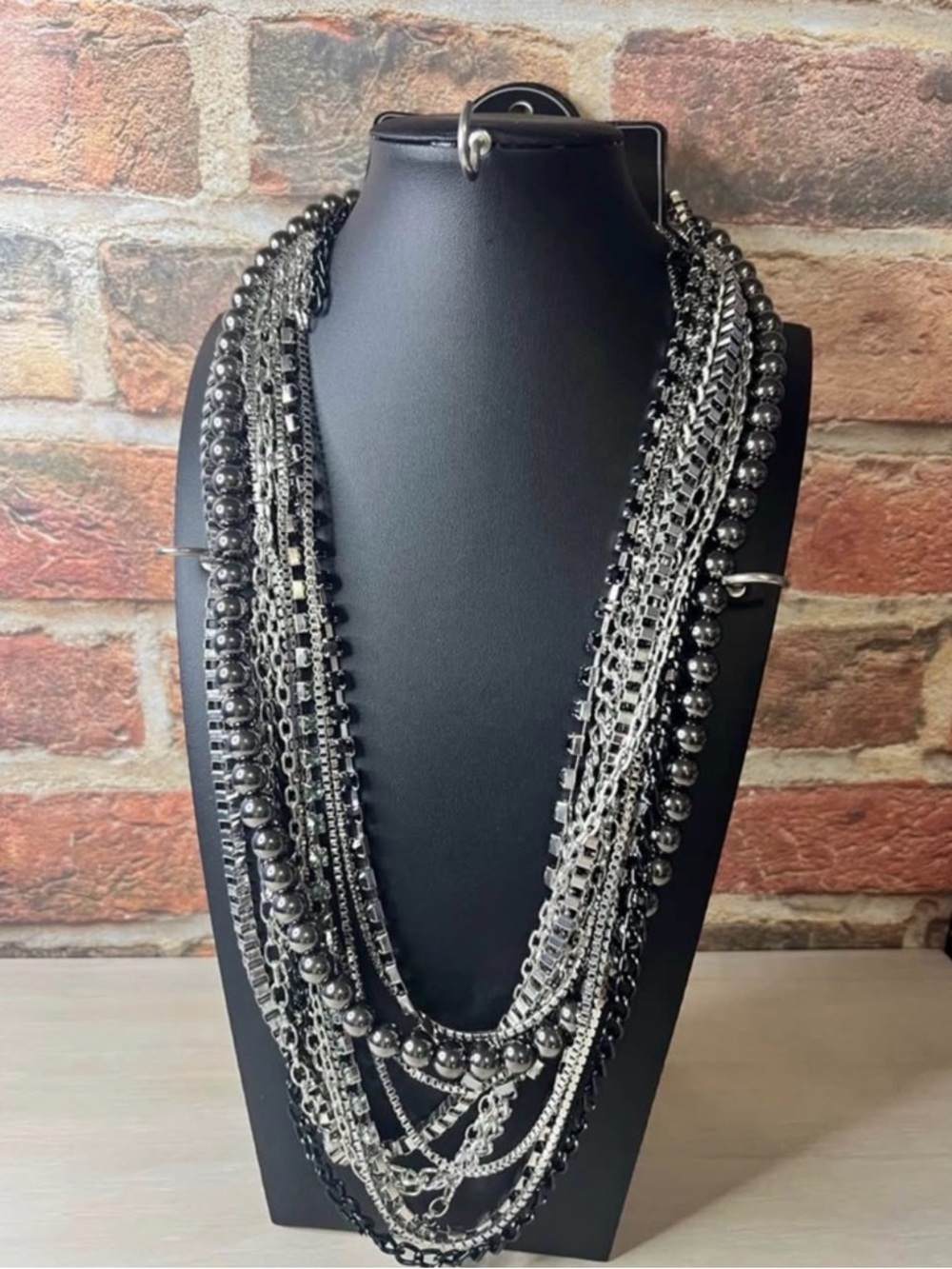 Paparazzi Black and Silver Multi-Strand Statement Zi Necklace